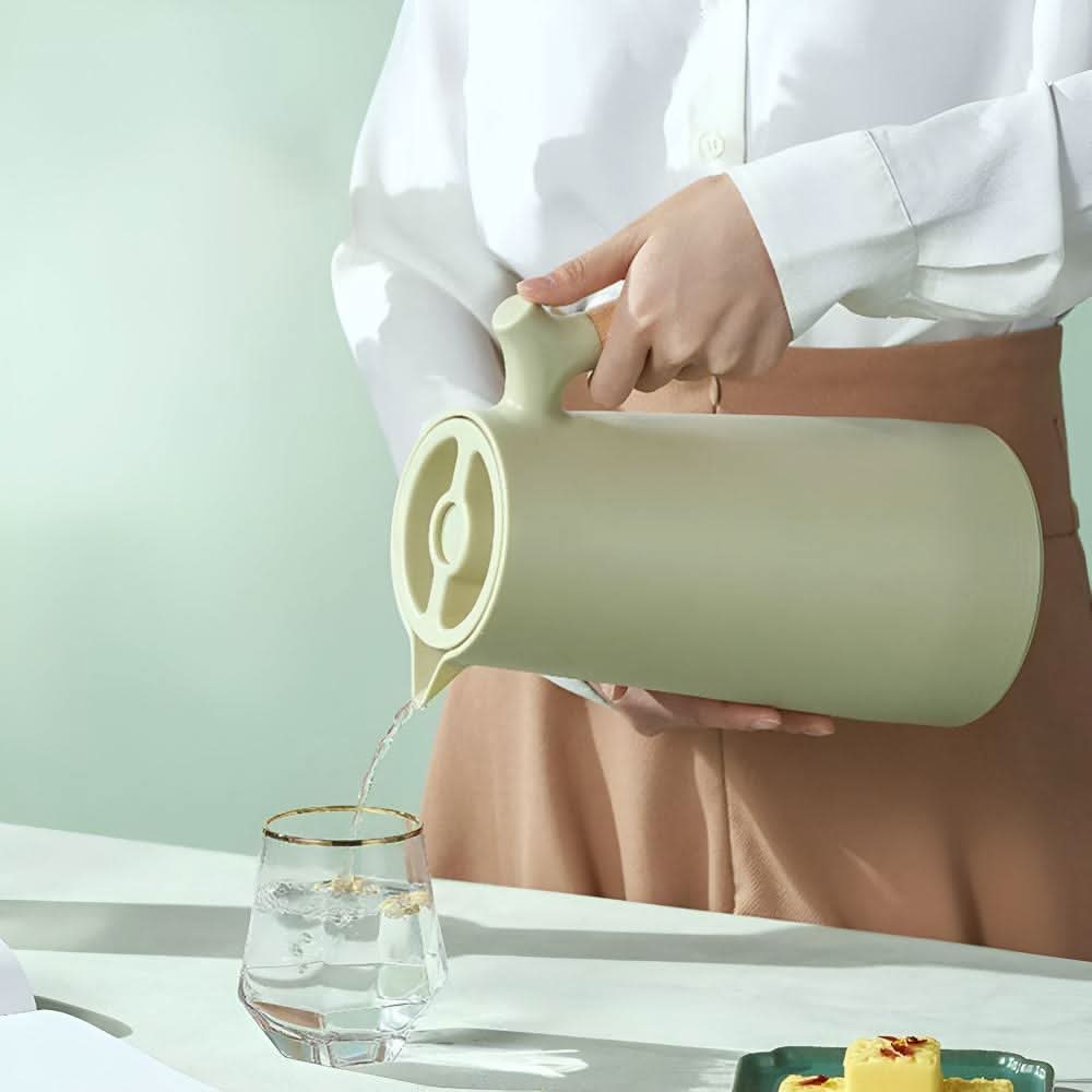 Dubbelväggig Glaskaraff med Trähandtag för Varma och Kalla Drycker 2