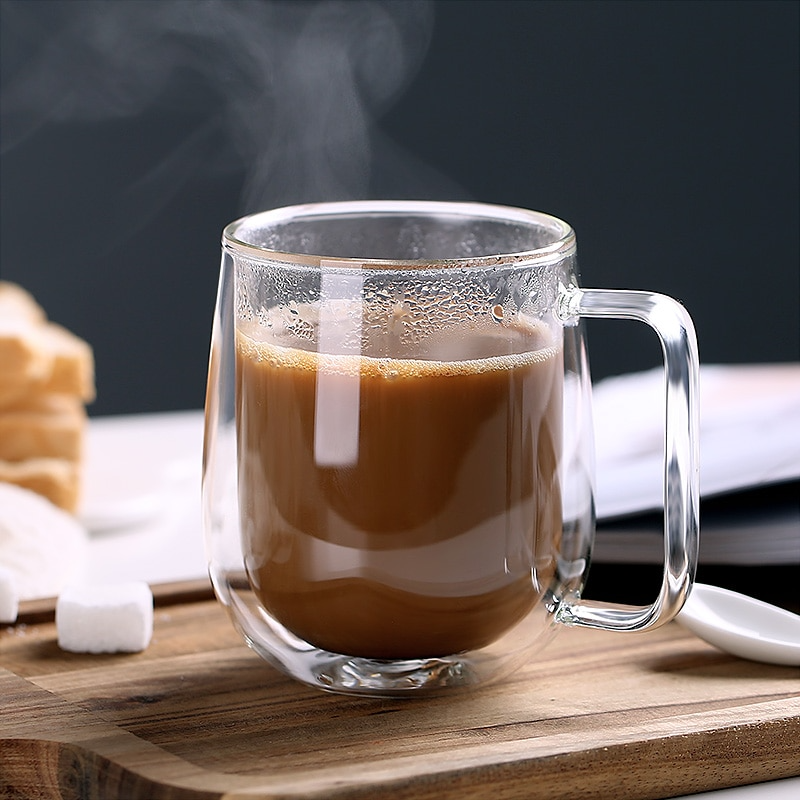 Dubbelväggig Glaskopp För Kaffe Och Te Modern Design 2