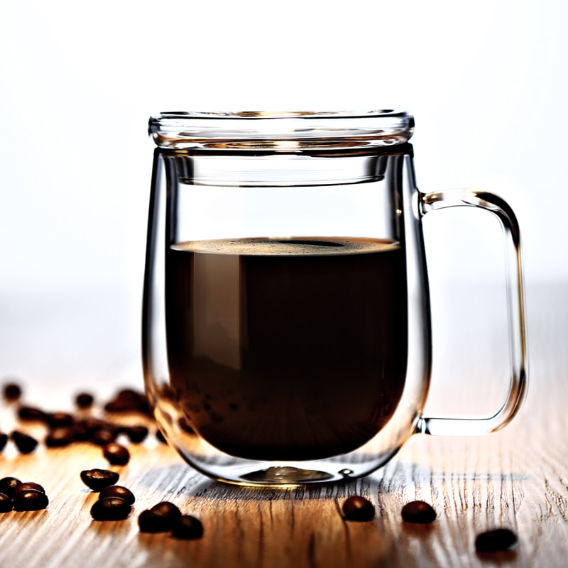 Dubbelväggig Glaskopp För Kaffe Och Te Modern Design 4