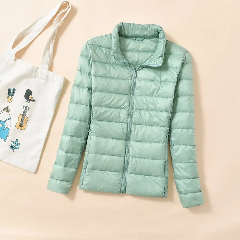 Dunjacka Dam Kort Lättviktsjacka Kviltad Vinterjacka 7