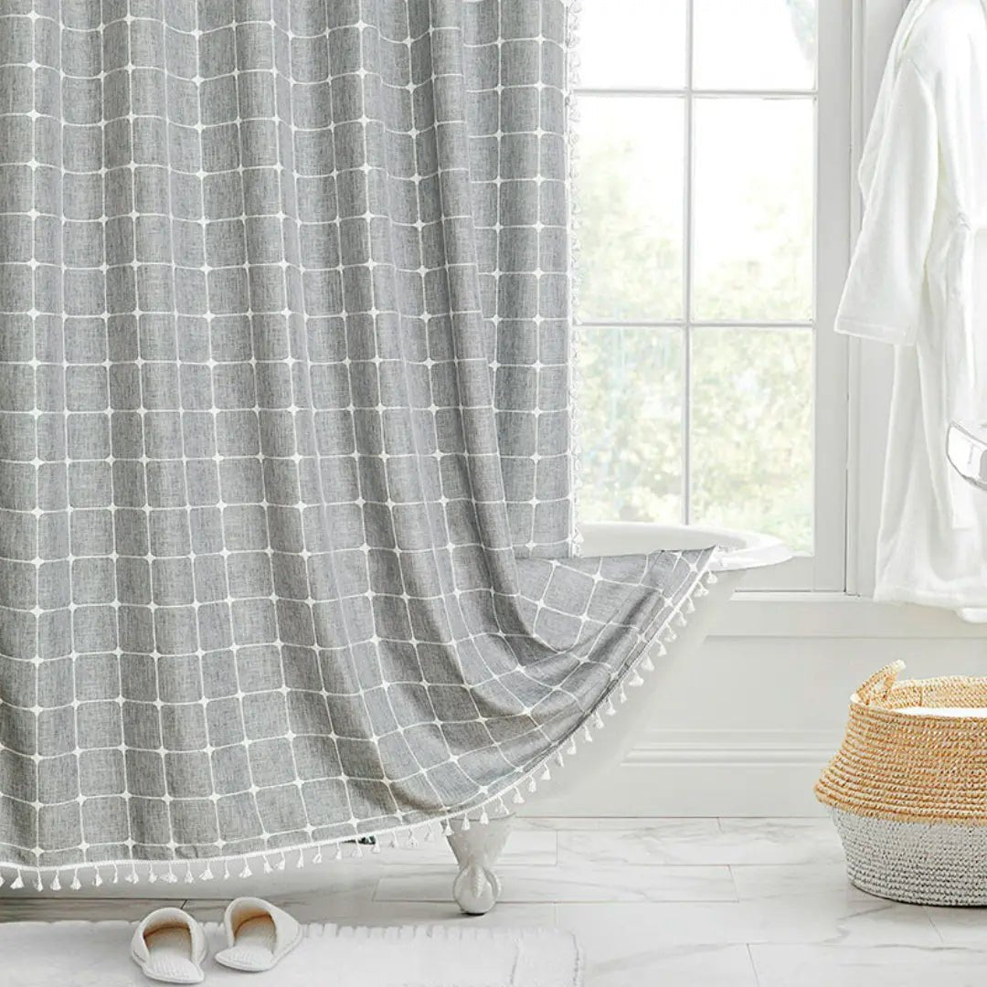 Duschdraperi Boho med Tofsar - Vattentät och Snabbtorkande Design 1