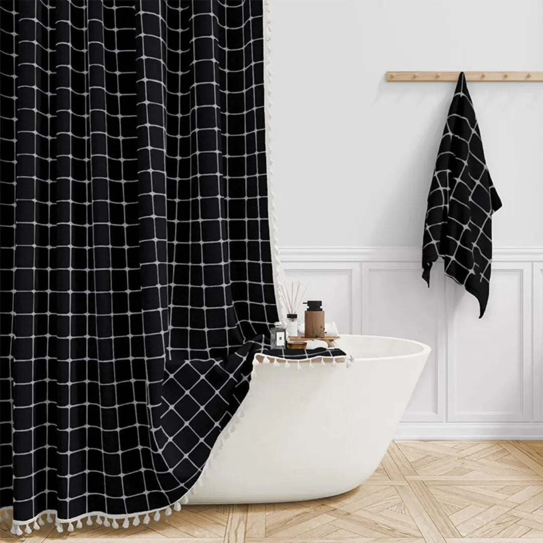 Duschdraperi Boho med Tofsar - Vattentät och Snabbtorkande Design 2