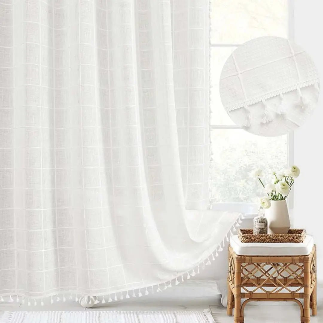 Duschdraperi Boho med Tofsar - Vattentät och Snabbtorkande Design 3