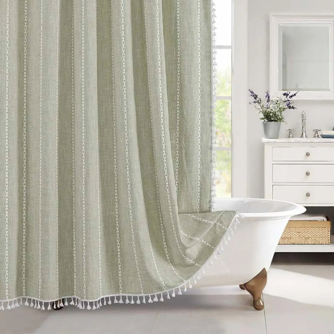 Duschdraperi Boho med Tofsar - Vattentät och Snabbtorkande Design 6