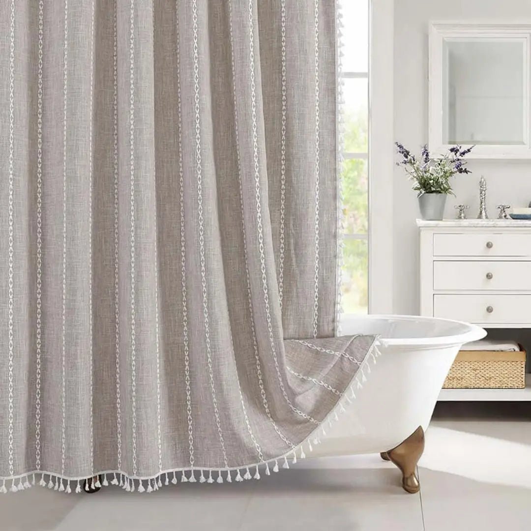 Duschdraperi Boho med Tofsar - Vattentät och Snabbtorkande Design 7