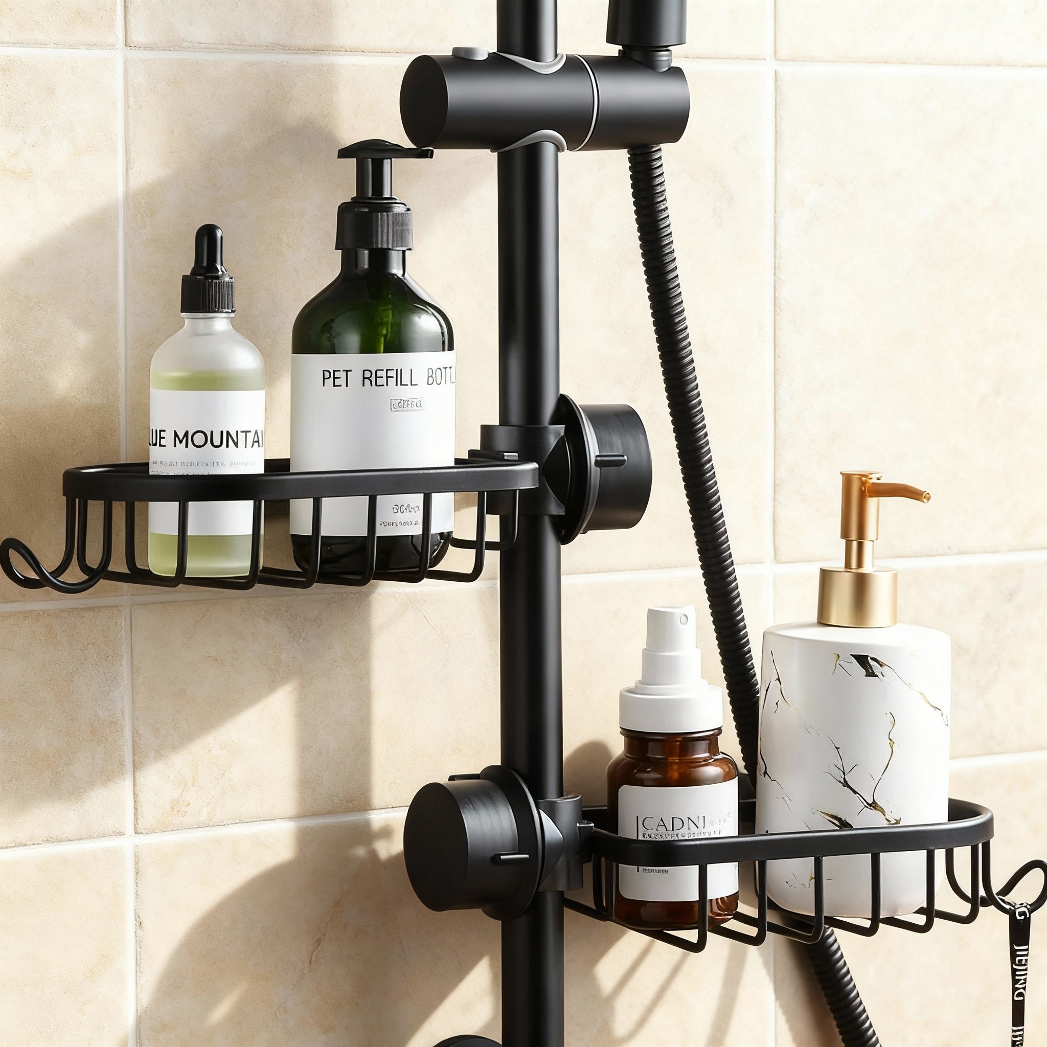 Duschhylla Platsbesparande Design för Badkar - Hylla i Dusch med Öppen Gallerdesign 0