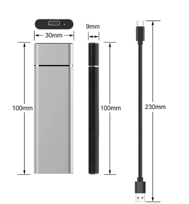 Extern Hårddisk 1TB Bärbar Aluminium Snabb Överföring 4