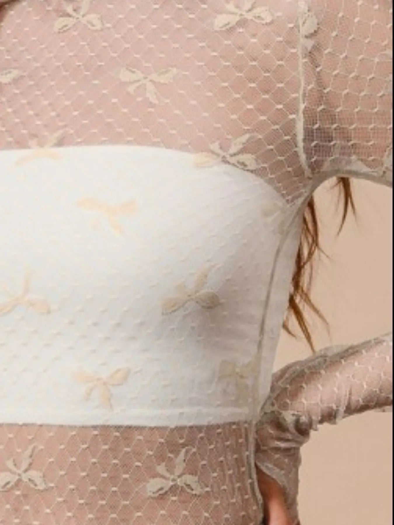 Festtoppar Dam Spets med Båge Mönster Transparent Nylon Spandex 1