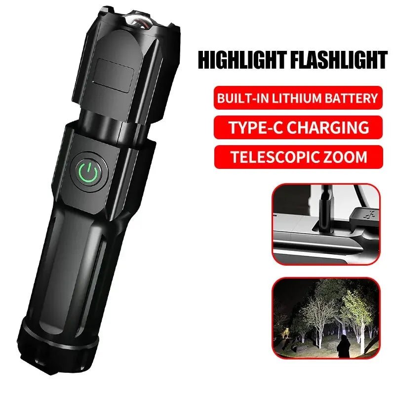 Ficklampa Stark med Zoomfunktion och USB-laddning för Utomhusbruk 4