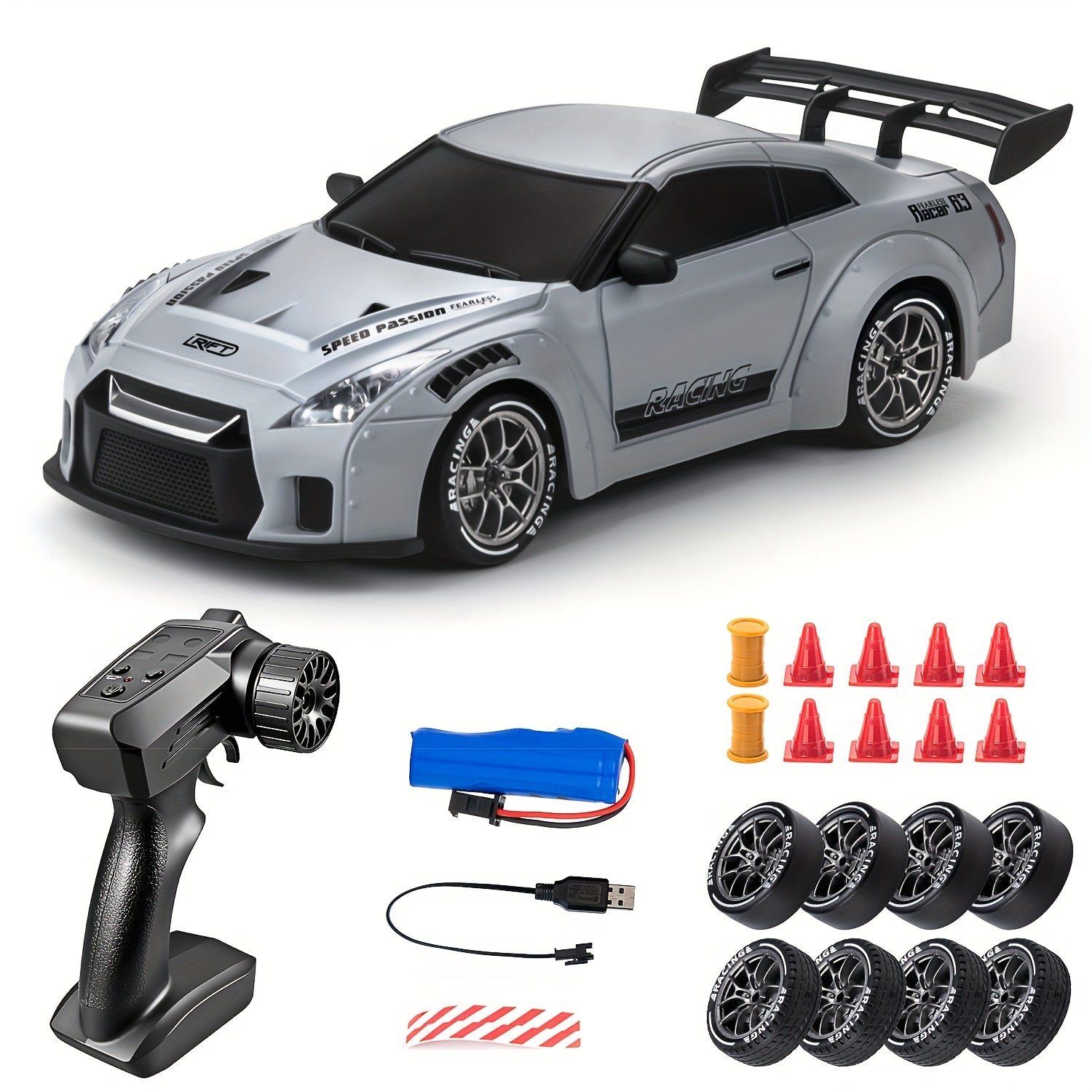 Fjärrstyrd Driftbil 1:24 med LED-hjul 0