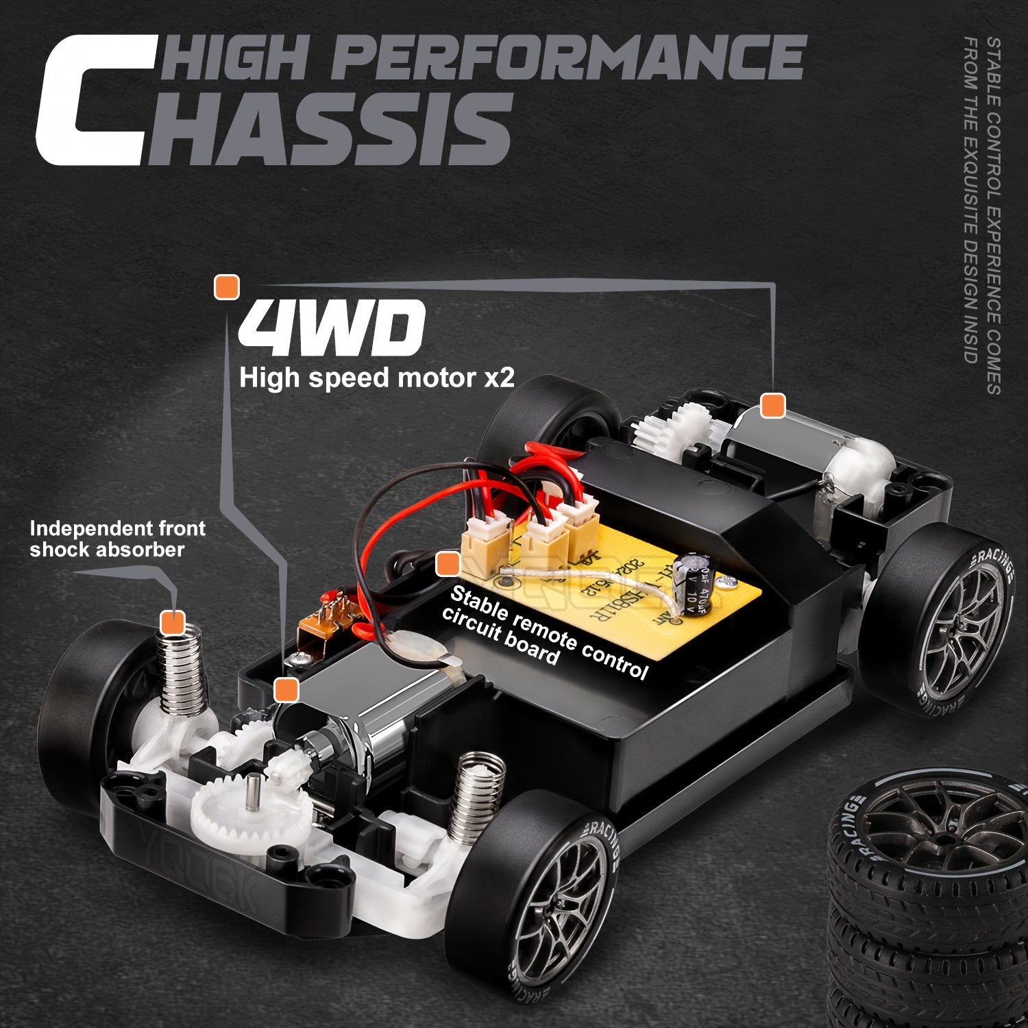 Fjärrstyrd Driftbil 1:24 med LED-hjul 8