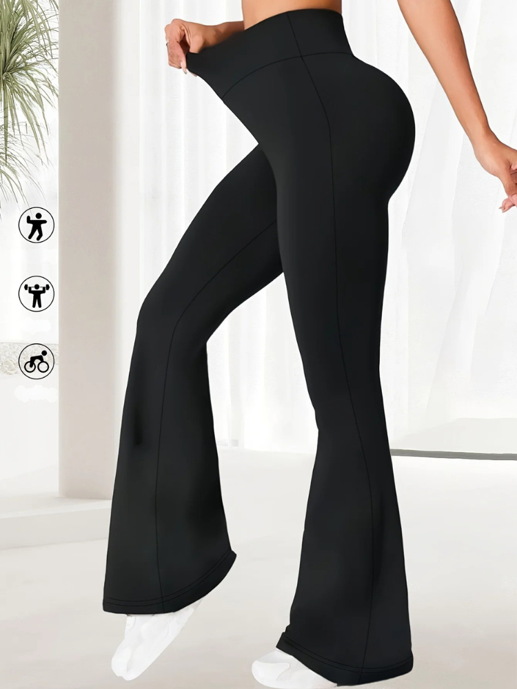 Högmidjade byxor med vid ben för damer