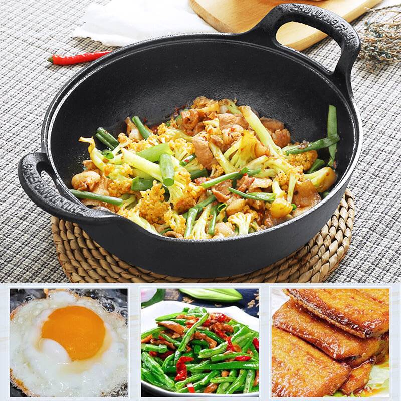 Gjutjärnspanna För Matlagning Med Naturlig Patina - Perfekt För Familjemåltider 0