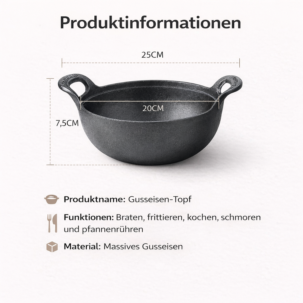 Gjutjärnspanna För Matlagning Med Naturlig Patina - Perfekt För Familjemåltider 4