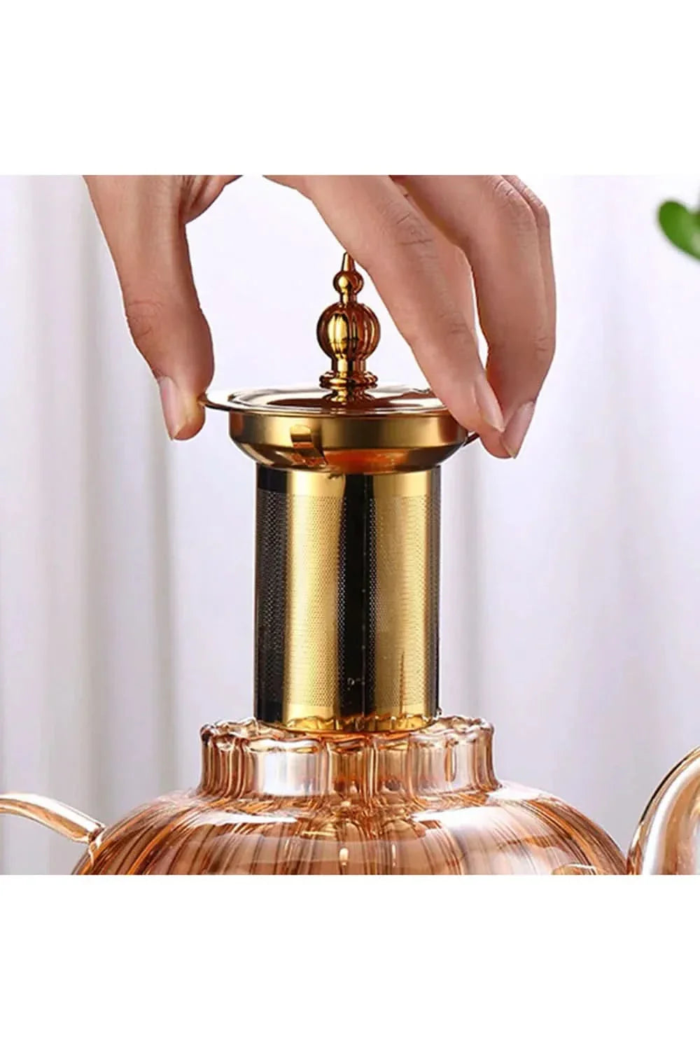 Glas Tekanna med Infusionsanordning för Löst Te 5