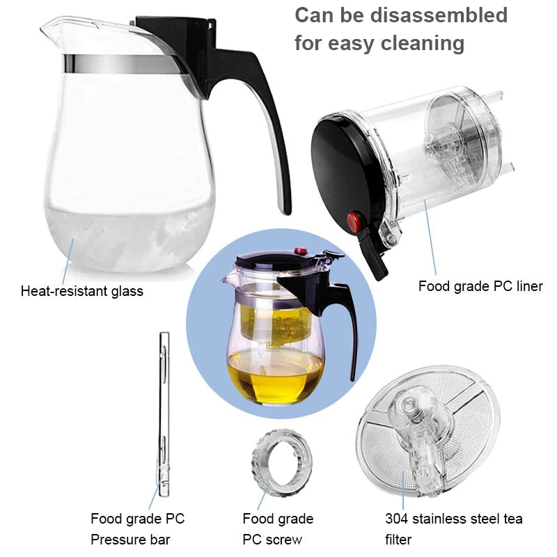 Glas Tekanna med Teinfuser för Varmt Te 4