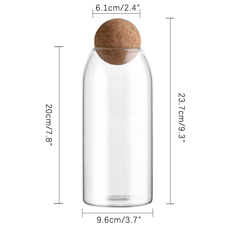 Glasflaska Med Kork För Förvaring Av Vätskor Och Torra Ingredienser 4