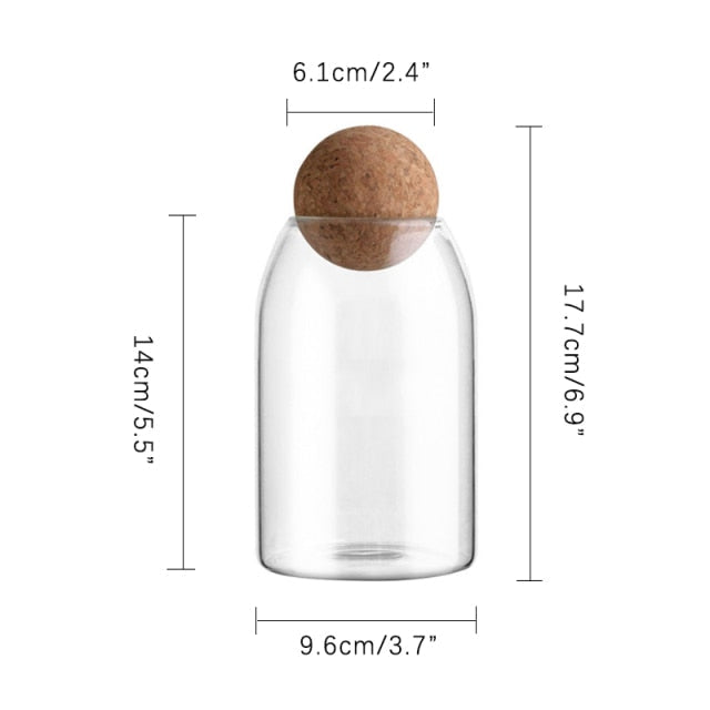 Glasflaska Med Kork För Förvaring Av Vätskor Och Torra Ingredienser 6