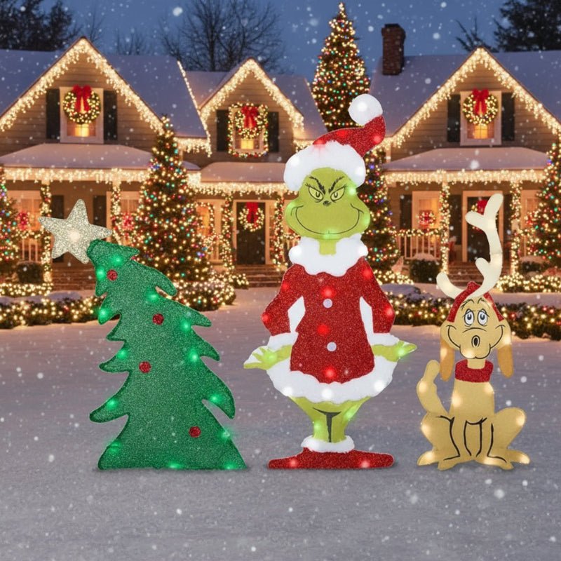 Grinch Trädgårdsdekoration med LED-belysning för Jul 2