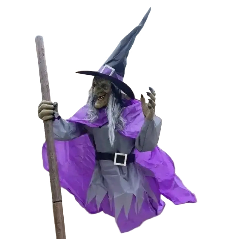Halloween Dekoration Flygande Häxa Med Ljus och Ljud 3
