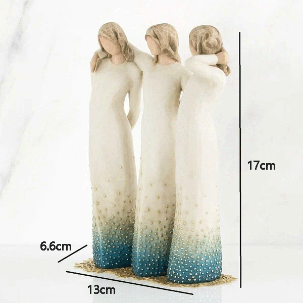 Handgjord Staty av Systrar i Resin 4