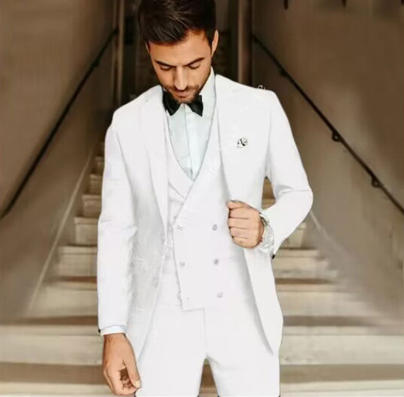 Herr 3-delat Set Blazer Väst Byxor Andningsbart Tyg 4