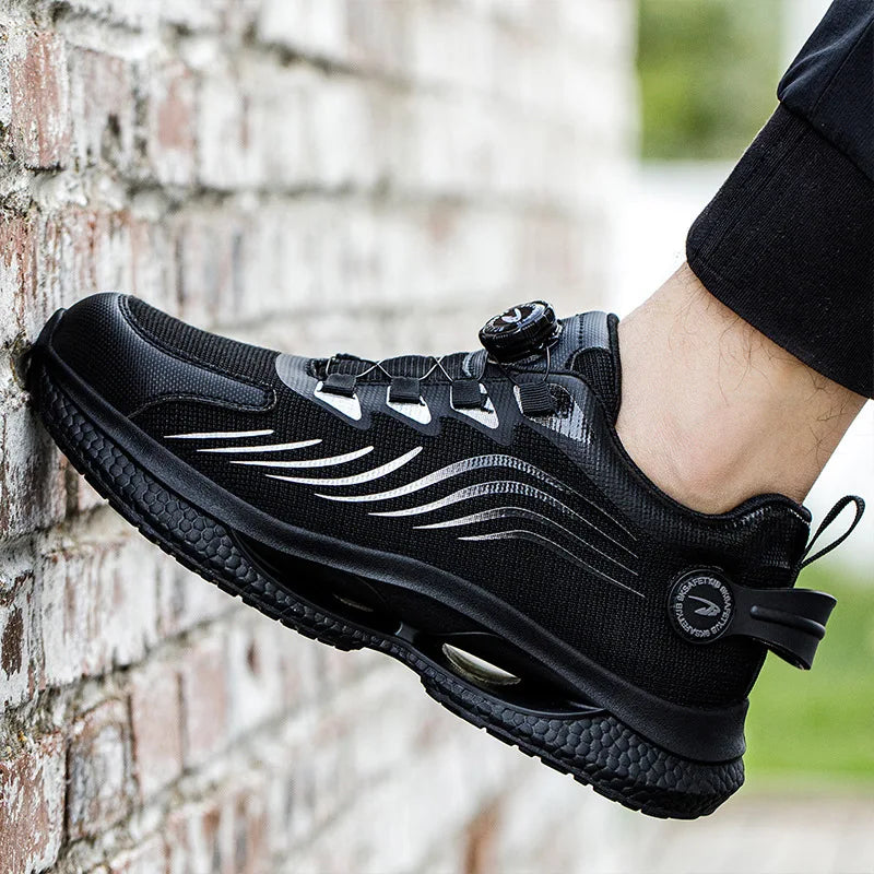 Herr Arbetsskor Sportig Design med Roterande Knapp 3