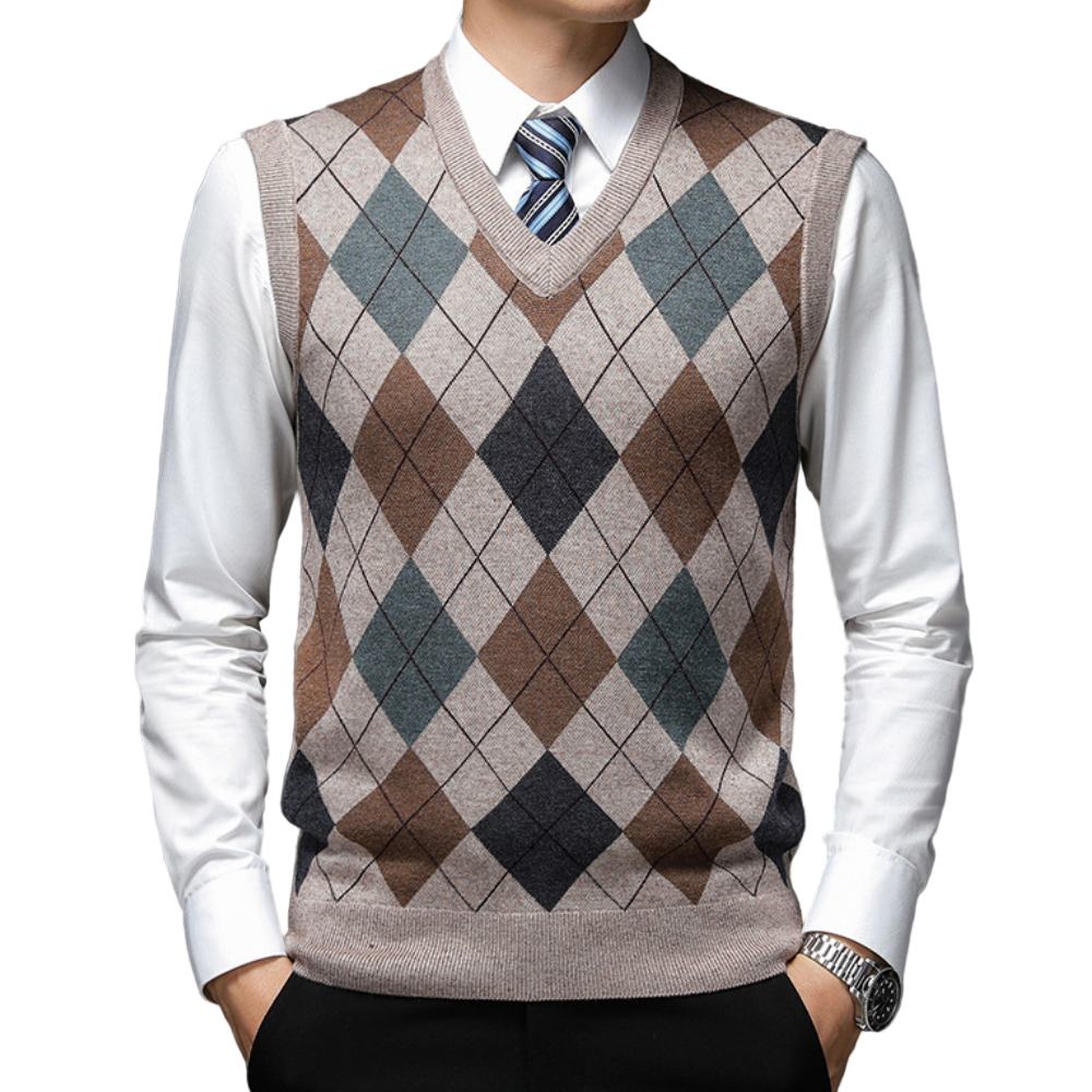 Herr Ärmös Tröja i V-Hals Stil 0