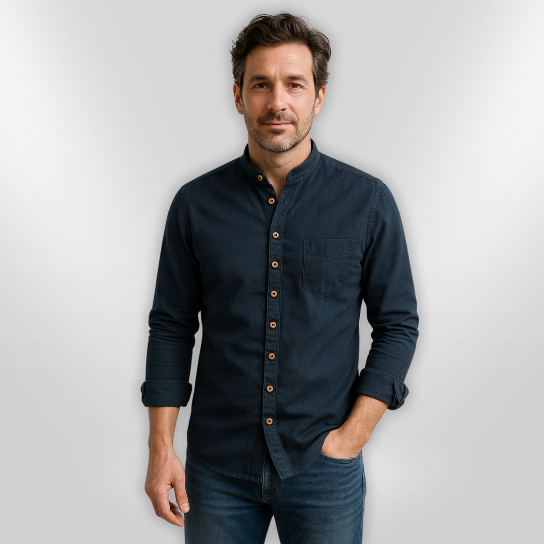 Herr Chemise Asymmetrisk Design Andningsbart Tyg 1