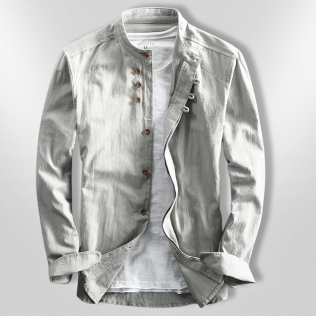 Herr Chemise Asymmetrisk Design Andningsbart Tyg 2