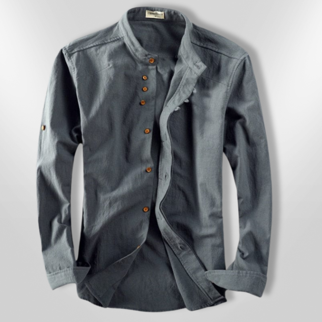 Herr Chemise Asymmetrisk Design Andningsbart Tyg 7