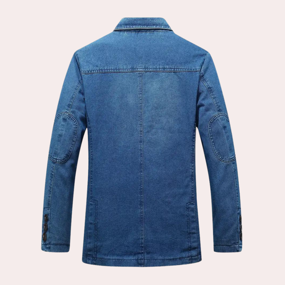 Herr Denim Blazer Avslappnad Stil 1