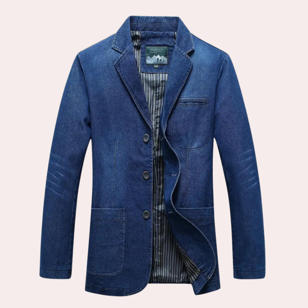 Herr Denim Blazer Avslappnad Stil 5