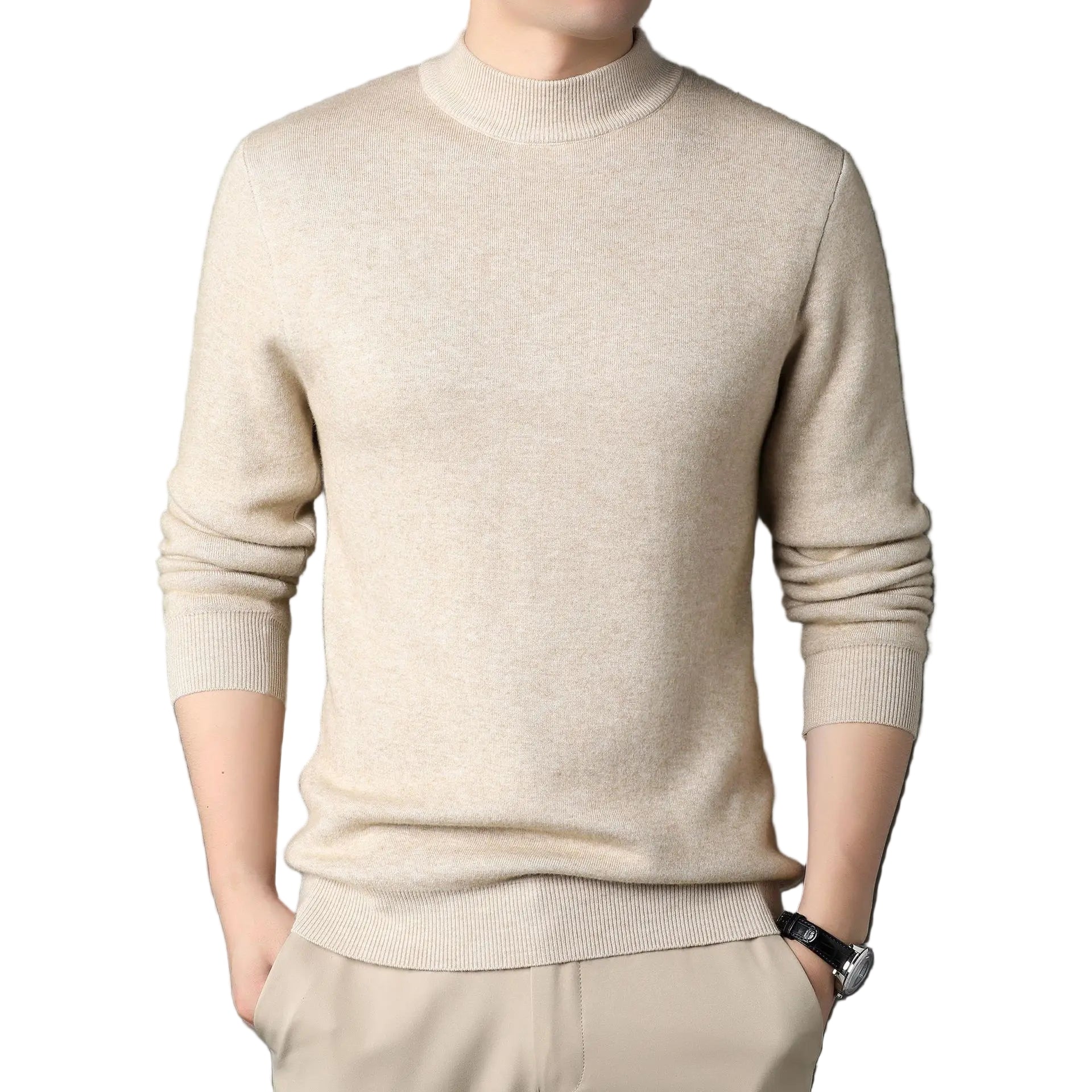 Herr Halvpolo Stickad i Tidlös Stil 0