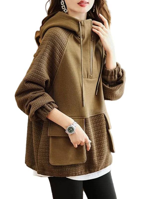 Herr Hoodie Med Patchworkdesign Och Dragsko 0