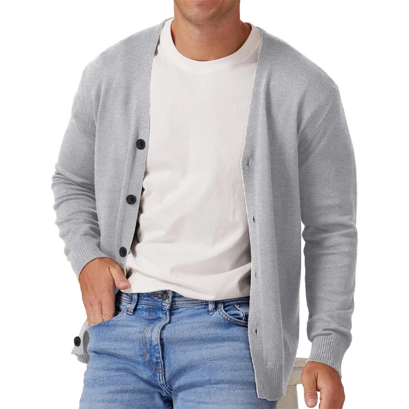 Herr Kofta Långärmad V-Hals Akryl och Bomull 2