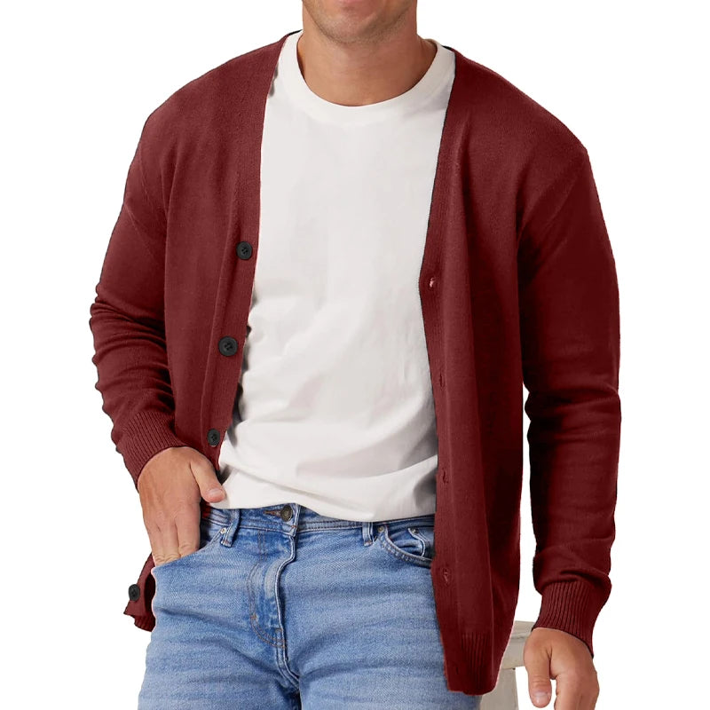 Herr Kofta Långärmad V-Hals Akryl och Bomull 3