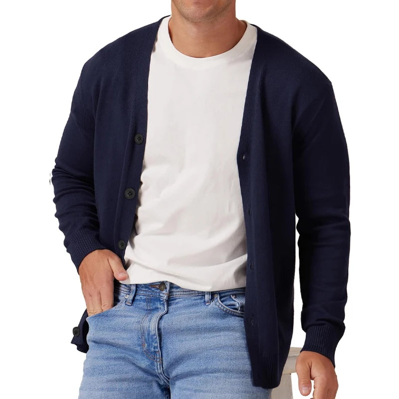 Herr Kofta Långärmad V-Hals Akryl och Bomull 7