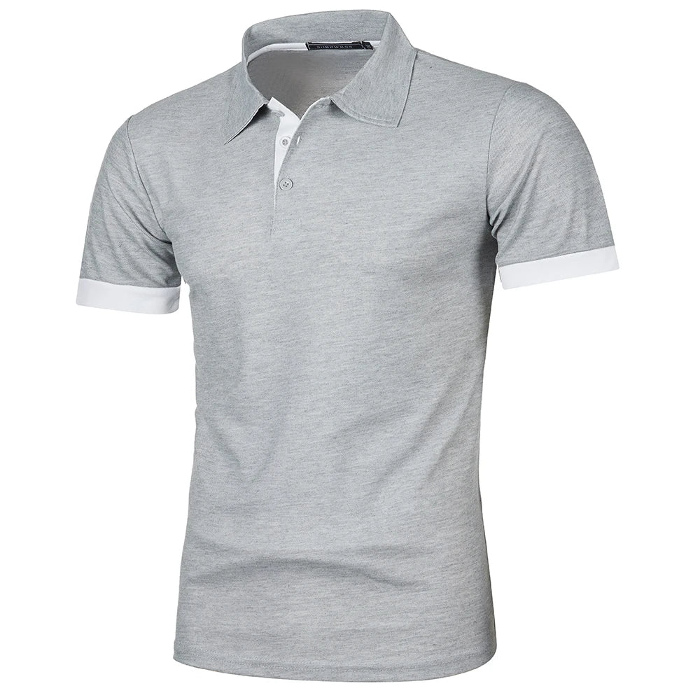 Herr Kortärmad Polo T-shirt Kontrastfärg Modern Stil 13