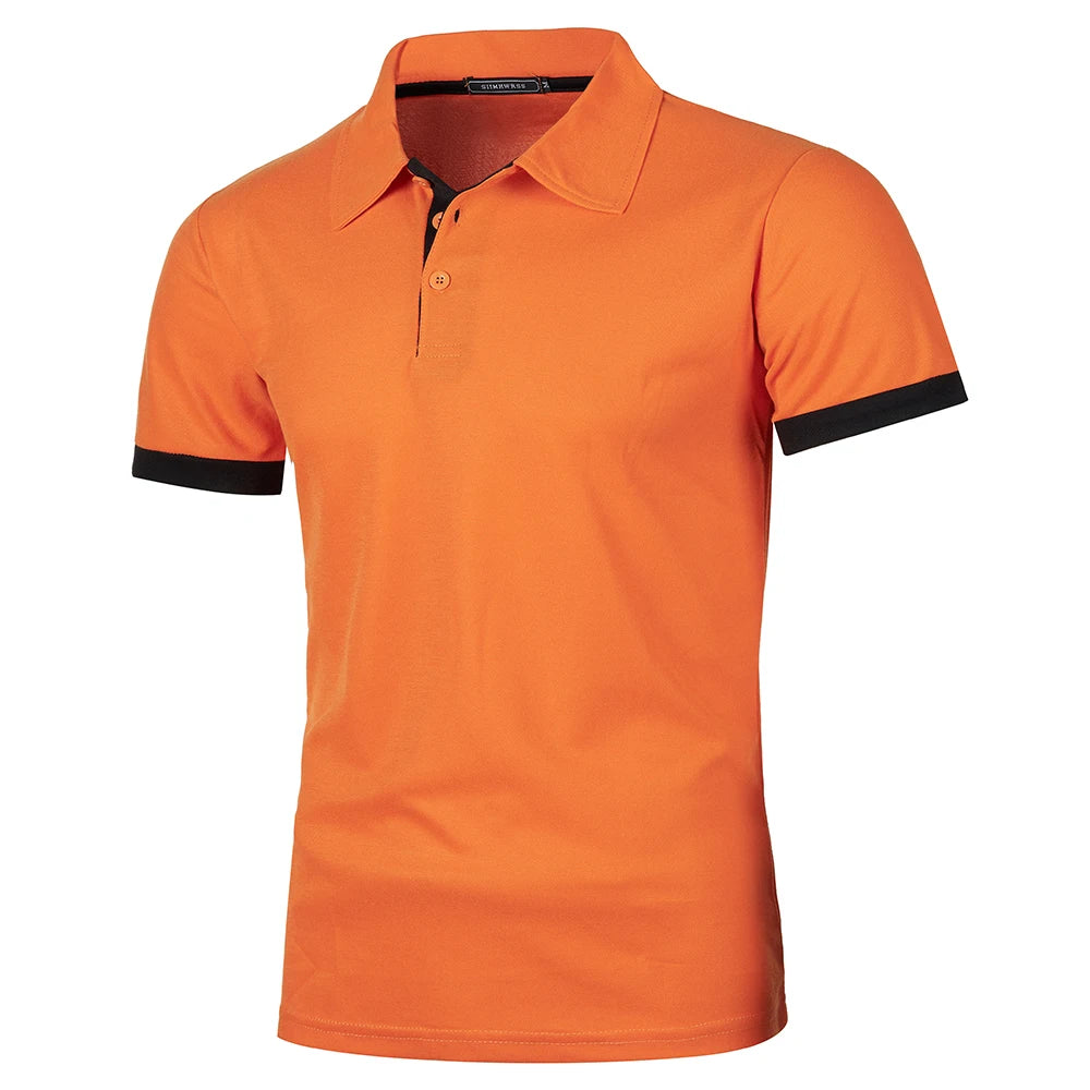 Herr Kortärmad Polo T-shirt Kontrastfärg Modern Stil 3