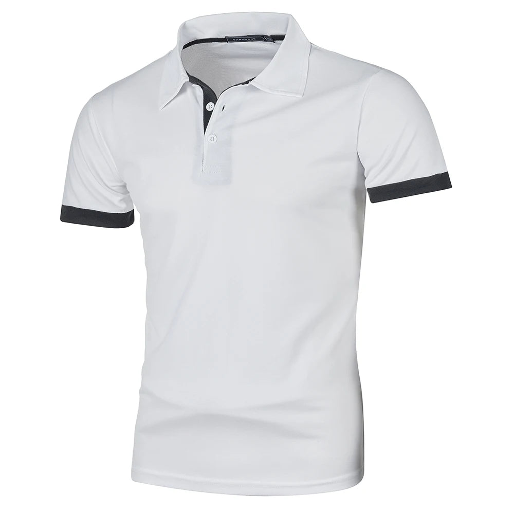 Herr Kortärmad Polo T-shirt Kontrastfärg Modern Stil 4