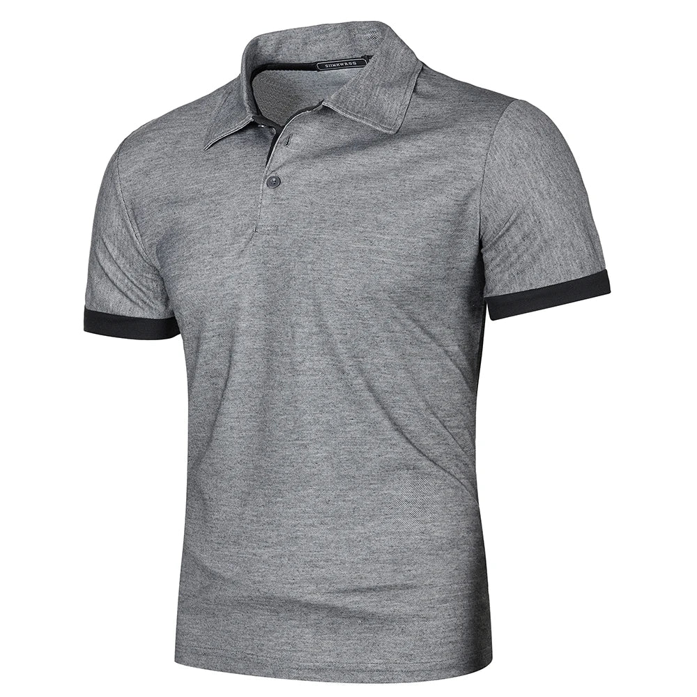 Herr Kortärmad Polo T-shirt Kontrastfärg Modern Stil 8