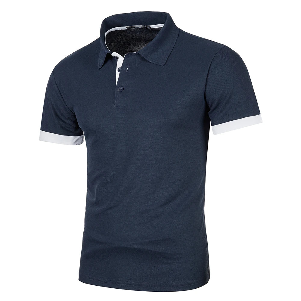 Herr Kortärmad Polo T-shirt Kontrastfärg Modern Stil 9