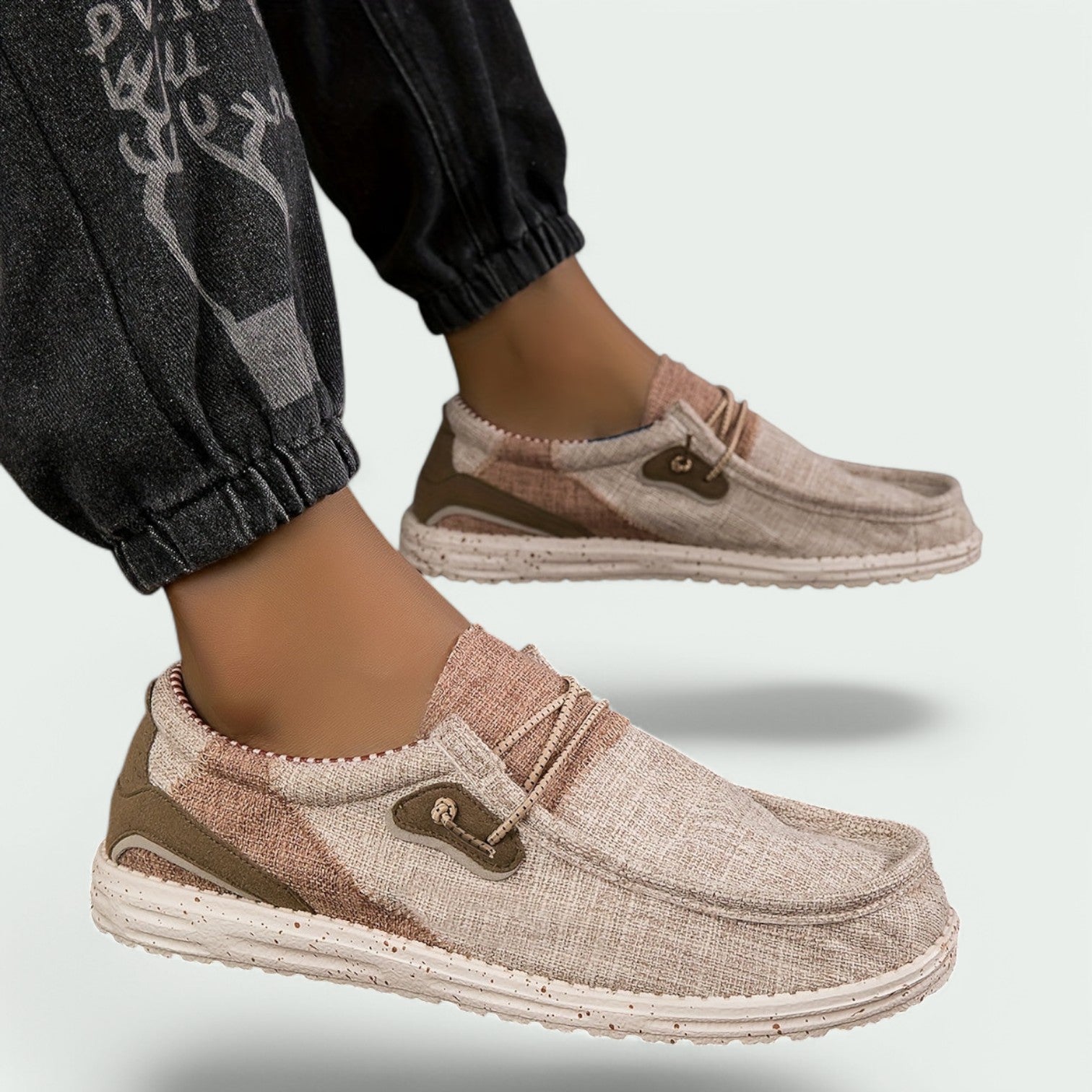 Herr Moccasin Skor Med Dekorativa Snören I Canvas 1