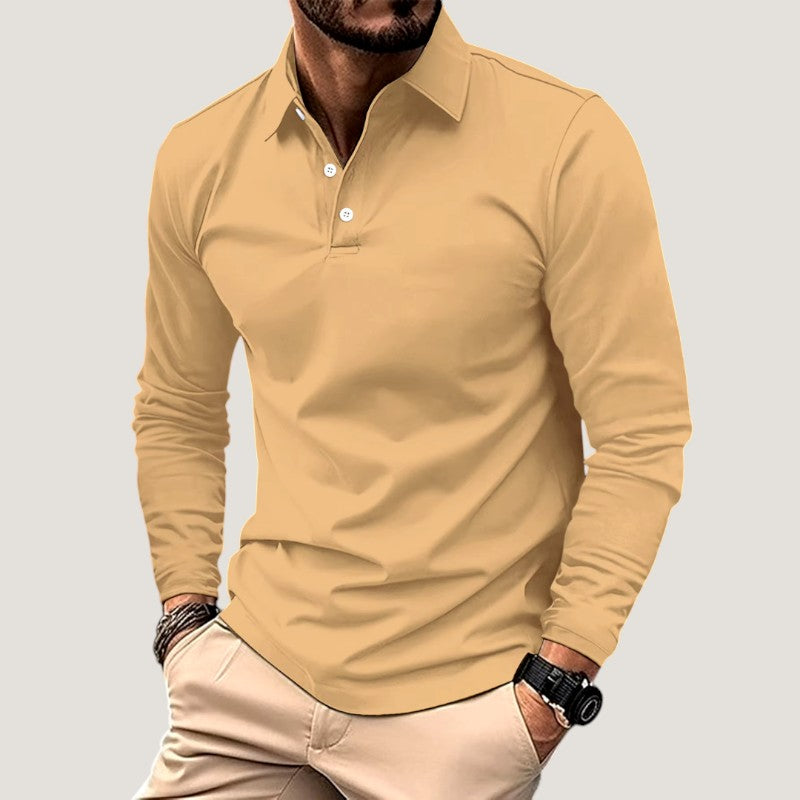 Herr Polo T-shirt Långärmad Casual Design 1