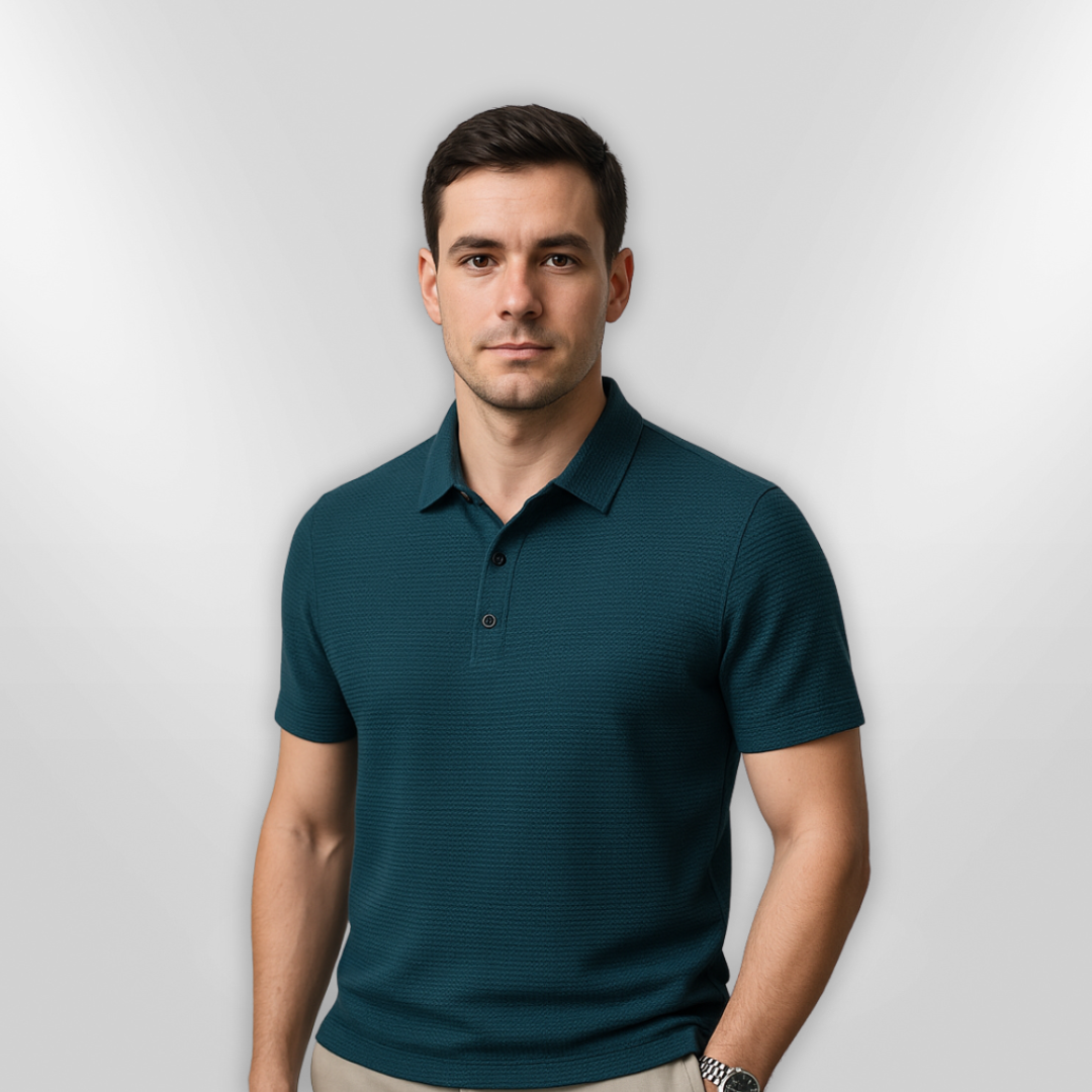 Herr Polo T-shirt Strukturerad Andningsbar Bomull 1