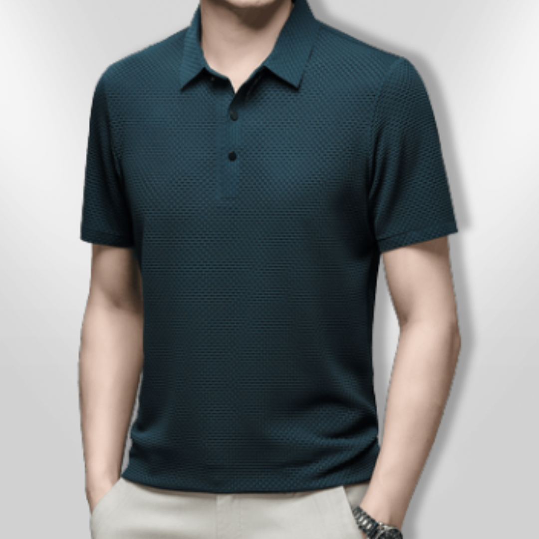 Herr Polo T-shirt Strukturerad Andningsbar Bomull 2