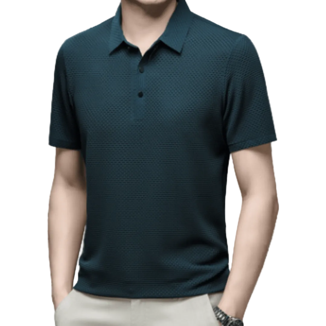 Herr Polo T-shirt Strukturerad Andningsbar Bomull 2