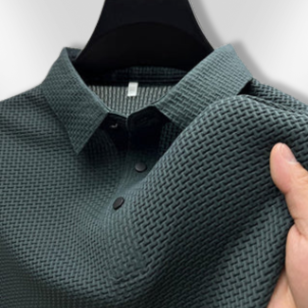 Herr Polo T-shirt Strukturerad Andningsbar Bomull 5