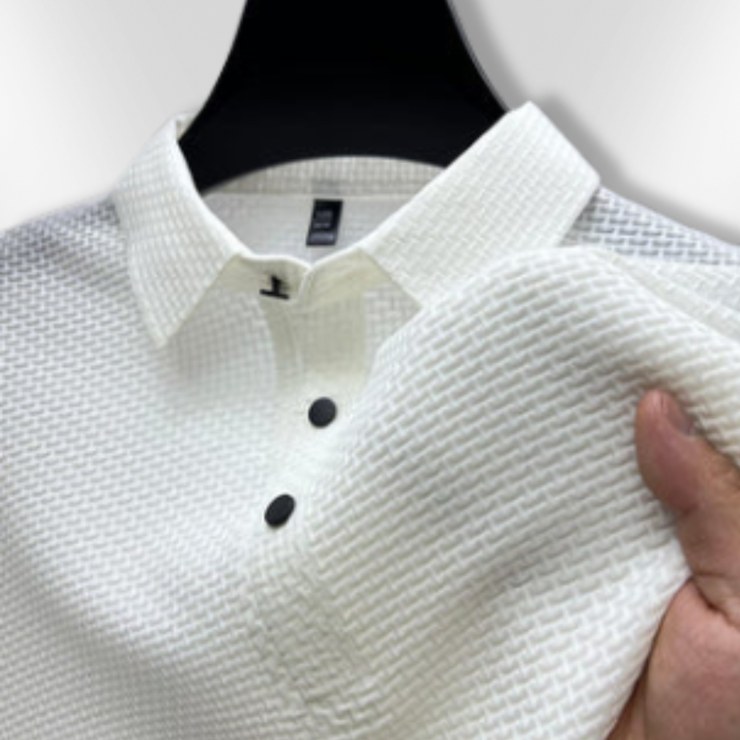 Herr Polo T-shirt Strukturerad Andningsbar Bomull 6